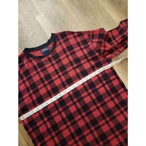 Polo Ralph Lauren Waffle Knit thermal men XL longsleeve crewneck pony Plaid mult - Picture 7 of 9